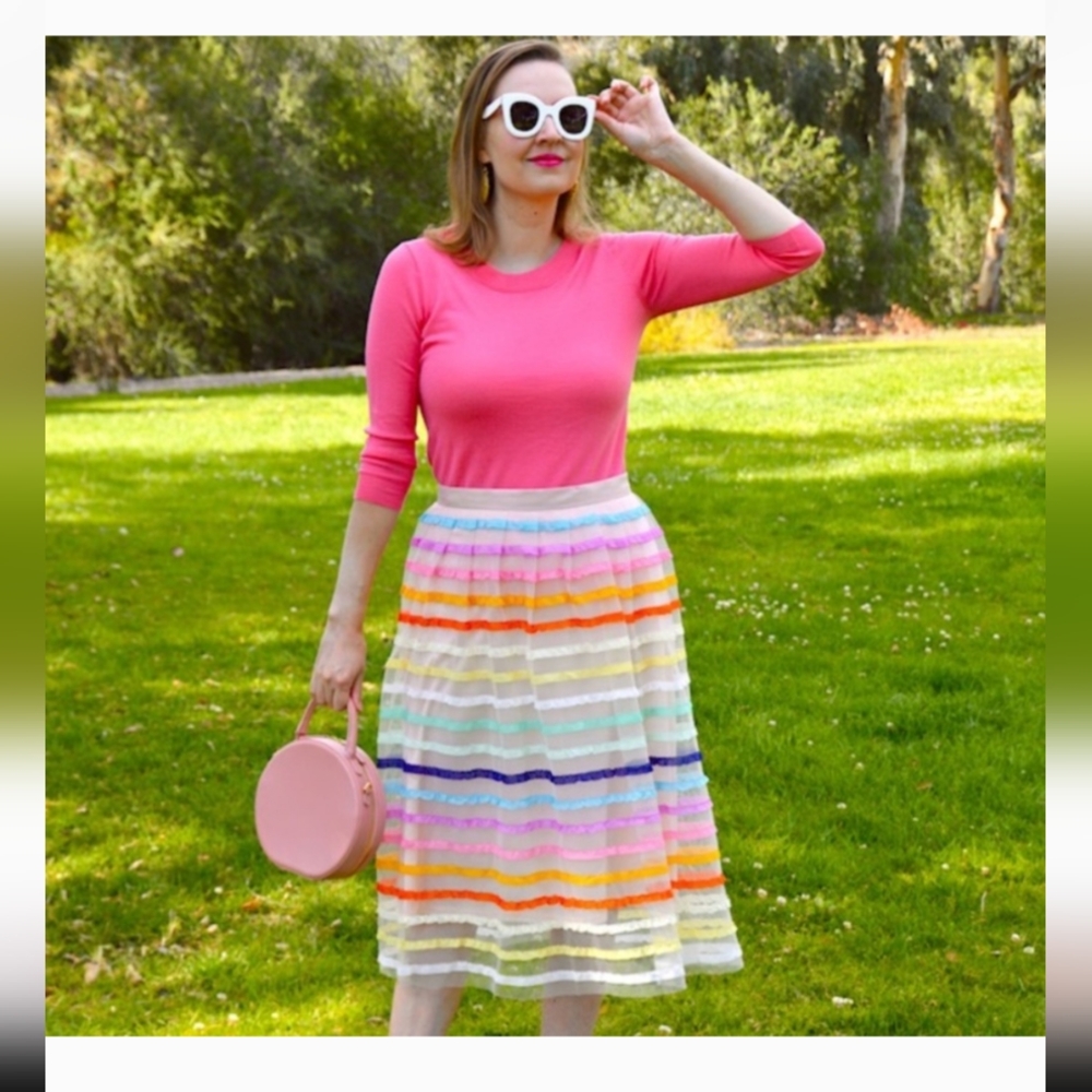 Eva Franco Aluna Rainbow Stripe Skirt